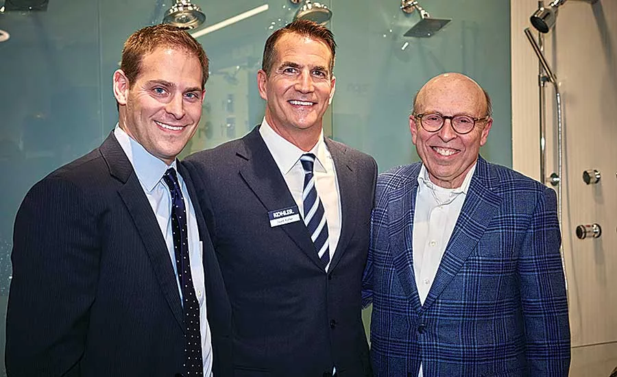 From left: General Plumbing Supply VP Justin Freedman, Kohler CEO David Kohler and General Plumbing Supply CEO Bruce Tucker
