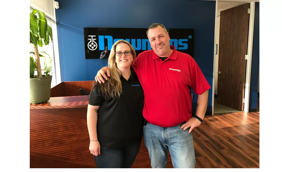 Adam Ryan and Sara Alford at Newmans Valve headquarters in Stafford, Texas.