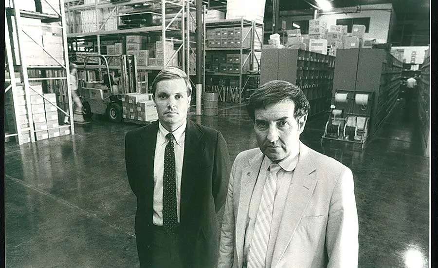 Ferguson historical photo, Roach (left) is shown with retired CEO David Peebles