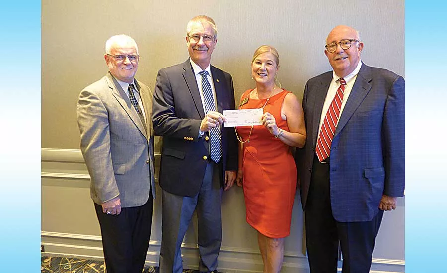 PVF Roundtable President Joe Pro with San Jacinto College officials Kevin Morris and Ruth Keenan and PVF Roundtable Vice President Harold Armstrong