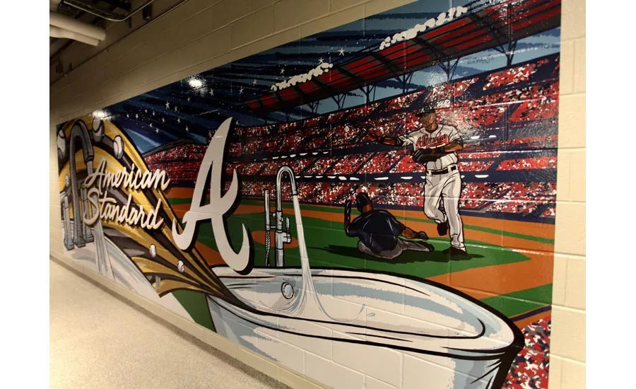 The new American Standard branded restrooms in the Atlanta Braves SunTrust Park showcase colorful murals