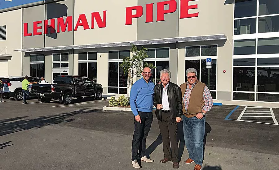 From left: Aberman, President Dennis Lehman and International Sales Manager Ron Stauffer outside the company
