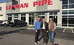 From left: Aberman, President Dennis Lehman and International Sales Manager Ron Stauffer outside the company