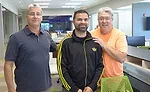 From left: Lehman Pipe’s Alex Cosio (domestic sales manager), Arrody Morejon (domestic inside sales manager) and Stauffer on the second floor office