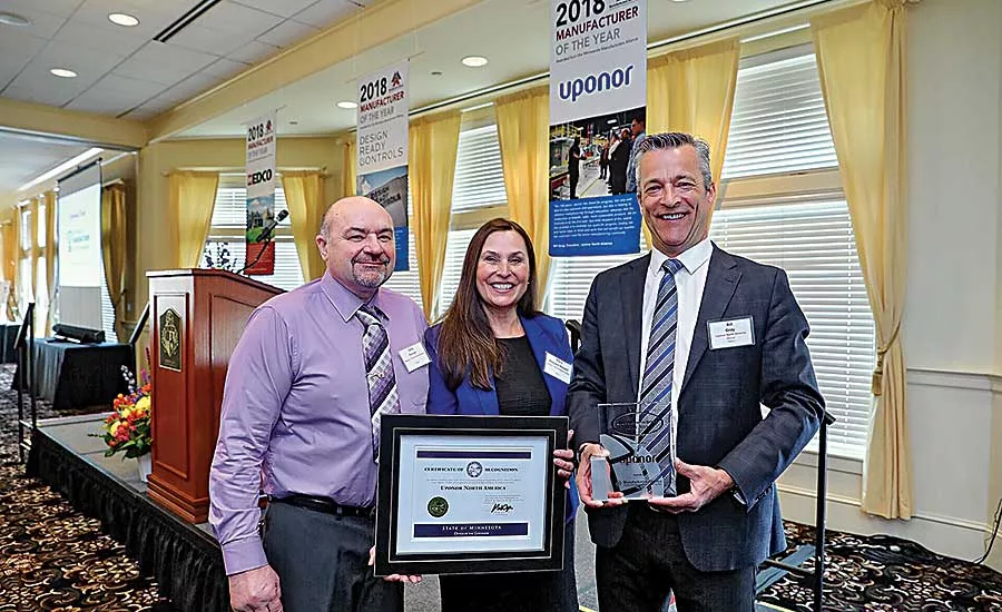 Uponor wins prestigious award, the 2018 Minnesota Manufacturer of the Year