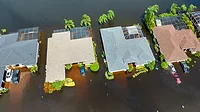 A neighborhood is flooded following the aftermath of Hurricane Helene.